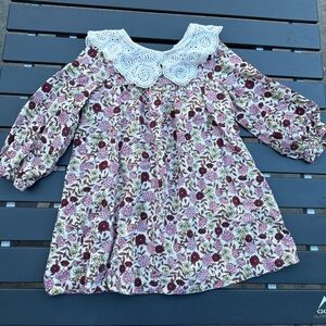 Zara girls dress floral lace collar